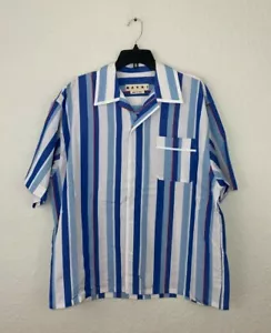 Marni Mens Short Sleeve Button Up Shirt Striped Blue Size 52 - Picture 1 of 4
