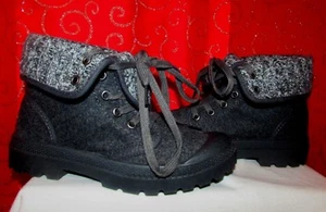 NEW ROCKET DOG PILOT SZ 6 CUFFED GRAY FOLD-OVER LACE-UP COMBAT STYLE ANKLE BOOTS - Picture 1 of 9