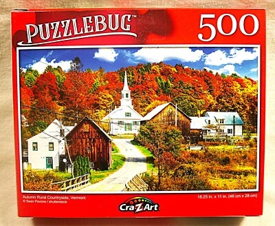 New Puzzlebug 500 pc. ☆ Jigsaw Puzzle ☆ Autumn Rural Countryside, Vermont ☆ W@W! - Image 1 of 4