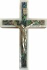 Mother of Pearls on Olive wood Cross with Crucifix from Bethlehem (4.75 inch)