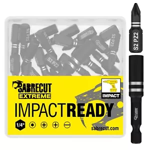 SabreCut PZ2 Impact Drill Driver Screwdriver 26pc Bits Set Magnetic Bit Holder - Picture 1 of 7