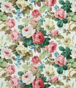 Sanderson Gardinenstoff 'CHELSEA' 2,3 Meter (230 cm) WEISS/ROSA - LINEN UNION - Bild 1 von 6