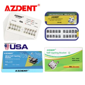 Dental Ortho Brackets Metall Keramik Mini Roth/MBT.018/.022 3/3-4-5Haken AZDENT  - Bild 1 von 105