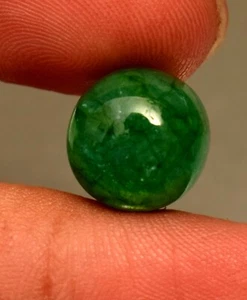 9.30 Ct Natural Zambian Emerald Cabochon Round Shape Loose Certified Gemstone - Picture 1 of 5