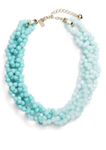 KATE SPADE "The Bead Goes On" Gold Multi-Turquoise Color Ombre Blue Necklace