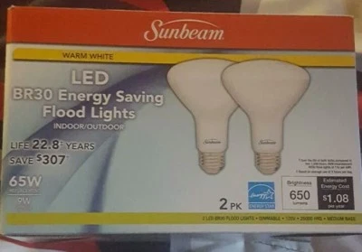 Sunbeam 65W LED Indoor/Outdoor Energy Saving Dimmable Flood Lights (2 PER BOX)  - Image 1 of 3