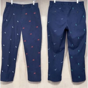 Brooks Brothers Clark Chino Pants Men Size 30/34 Embroidered Lobster Seahorse - Picture 1 of 14