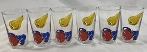 Libbey Saftgläser Obstmuster Birne Apfel Heidelbeere sicherer Rand Set/6 Vintage - Bild 1 von 17