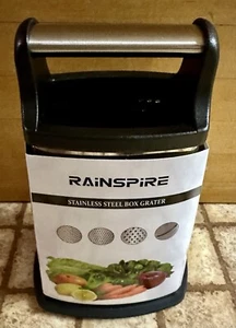 Rallador de caja de acero inoxidable Rainspire de 4 caras en mango grande negro. TOTALMENTE NUEVO - Imagen 1 de 11