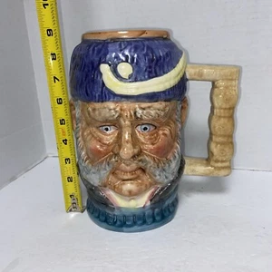 Vintage Ex Large 9" tall Toby Jug Mug Stein Russian Blue Mustache Royal Doulton - Picture 1 of 7