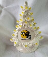 Ceramic ChristmasTree from Vintage Mold Pearled Green Bay Packers Decal Usa.. 