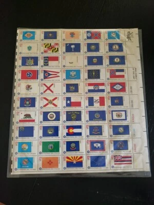 50 U.S. State Flag Stamps Bicentennial Era 1776-1976 13c Full Sheet 13 Cent - Image 1 of 2