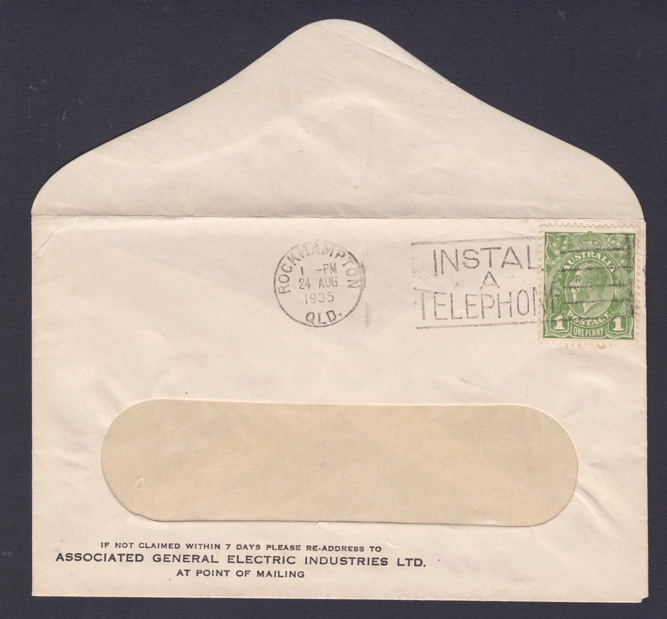 1935 KING GEORGE V PRE-DECIMAL STAMP GENERAL ELECTRIC W/F COMMERCIAL COVER #B124 - Image 1 of 1