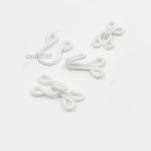12 Pairs Black White Plated Metal With Cloth Fur Coat Hooks And Eye 37mm 30mm - Picture 1 of 8