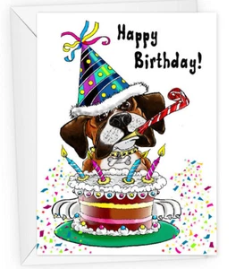 Boxer Dog Themed Birthday Card. (Boxer Rescue Charity Benefits) - Picture 1 of 2