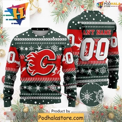 Personalized Calgary Flames Ugly Christmas Sweater For Xmas, Best Christmas Gift - Image 1 of 4