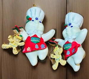 Pair Of 2 Vintage Pillsbury Doughboy Christmas Ornaments Vintage - Picture 1 of 4