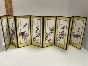 KOREAN MINI FOLDING SCREEN 8 PANELS BIRD Painting Design Double Sided Art - Picture 1 of 14