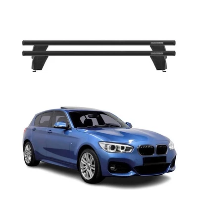 Barras transversales de techo de punto fijo para BMW Serie 1 F20 2012-2015 aluminio negro 2x Foto 1 de 4