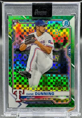 2021 Bowman Chrome X Green X-Fractor DANE DUNNING #75 RC Texas Rangers /31 - Image 1 of 2