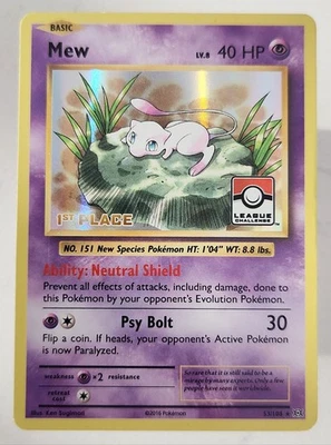 Mew Holo 1st Place - Pokemon League Promo. 53/108 Gradeable Clean Holo Nm  - Image 1 of 4