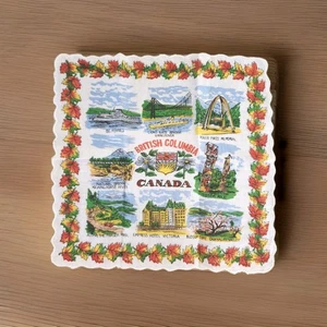 Vintage BRITISH COLUMBIA Linen HANDKERCHIEF - Souvenir CANADA - Beautiful colors - Picture 1 of 5