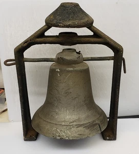 Antike Messing Feuerwehr LKW Glocke mit Joch 9" Durchmesser 8" hoch - Bild 1 von 10