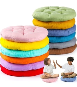 12 Pcs Floor Pillows Cushions Seating 15 x 15 Inches Assorted Color Round Seat - Picture 1 of 7