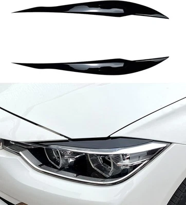 Para BMW Serie 3 F30 2012-18 Coche Brillo Negro Faro Párpado Cejas Cubierta Borde Foto 1 de 4