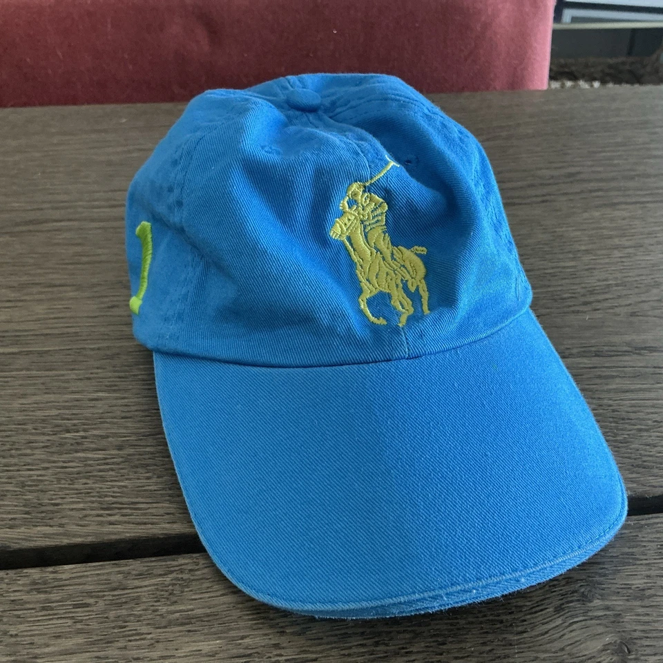 Ralph Lauren Fragancias Mujer Sombrero 1 Azul Amarillo Gorra Ajustable Trasera Foto 1 de 4
