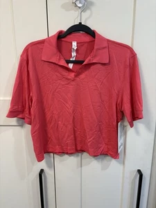 Lululemon Swiftly Tech Relaxed-Fit Polo Shirt Size 8 Cropped Lip Gloss Hot Pink - Picture 1 of 5