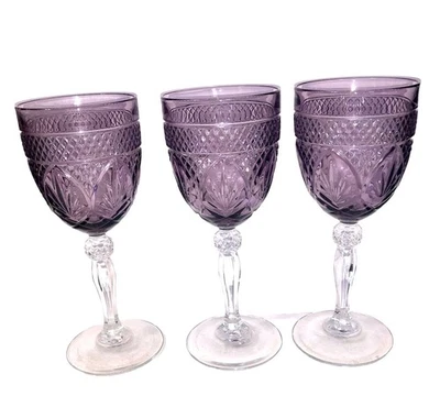 Cristal D'Arques Durand Ametista Roxa 8” Cálice de Água de Vinho França Conjunto de 3 - Imagem 1 de 4