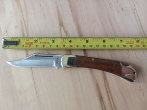 Buck Style Pocket Knife With locking Blade Made In China Wood And Brass. - Picture 1 of 6