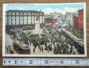 Antique Postcard Monument Square Portland Maine Posted 1929 - Picture 1 of 2