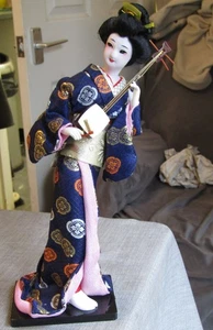 Japanese Geisha Girl Figurine Doll Asian Kabuki Figure 29cm Tall Kimono Woman - Picture 1 of 7