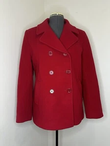 Vintage Preston York Damen Tweed Pea Coat 11 Medium 42" rot Mantel Jacke Blazer - Bild 1 von 6