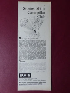 3/64 PUB IRVING AIR CHUTE IRVIN PARACHUTE CATERPILLAR CLUB FRED PAINTER 1943 AD - Picture 1 of 1