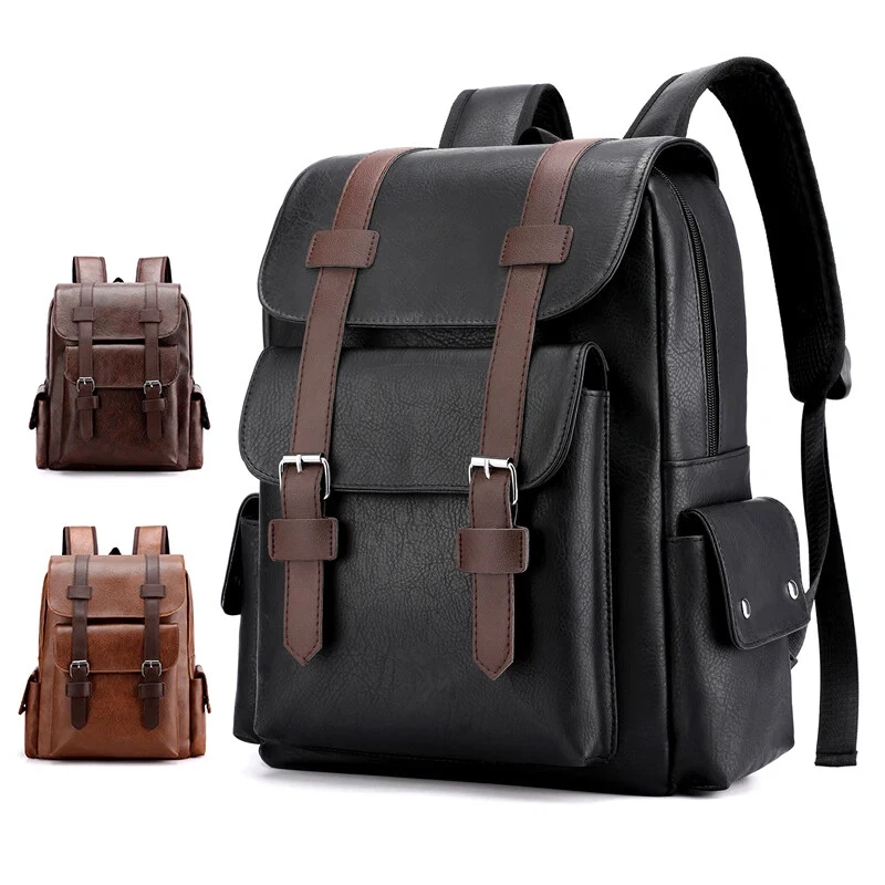 Mochila masculina de couro grande capacidade lazer viagem laptop mochila - Imagem 1 de 4