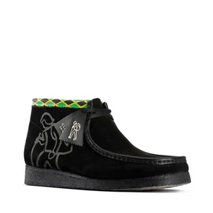 NEW MEN CLARKS ORIGINAL WALLABEE LIMITED EDITION JAMAICA BEE BLACK SUEDE SHOES - Picture 1 of 8