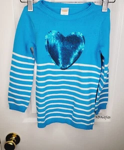 Gymboree White and Blue Striped Heart Knit Sweater size XS(3-4) - Picture 1 of 4
