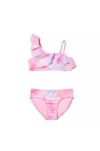 Justice Girls XL 16/18 RUFFLE Bikini 2 Pc Swimsuit Bikini Pink Tie Dye NWT Beach - Picture 1 of 16