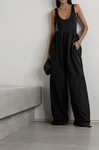 ET OCHS Leonardo Mix Media Tank Top Wide Leg Jumpsuit Black Sz L Org $1,395 - Picture 1 of 19