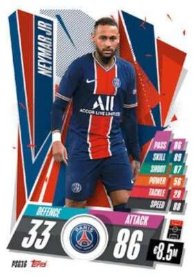 2020-21 Topps Match Attax UEFA Champions League #PSG16 Neymar Jr Paris  ID:35160 - Image 1 of 2
