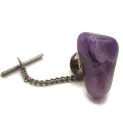 Purple Amethyst Polished Stone Vintage Men's Pin Tack Jewelry - Image 1 of 4