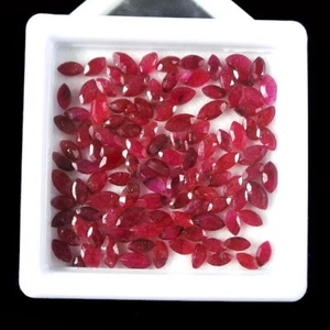 20 Ct/110 Pcs Natural Red Ruby 4mm-5mm Brilliant Marquise Cut Madagascar Gem Lot - Picture 1 of 3