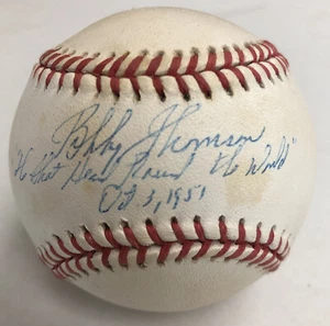 Béisbol firmado por Bobby Thomson 3 de octubre 1951 disparo escuchado alrededor del mundo inscripción AUTO - Imagen 1 de 5