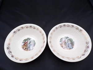 2 USA Vintage Royal China Early American 22k Gold Trim Cereal Bowls 6-3/8" F25 - Picture 1 of 9