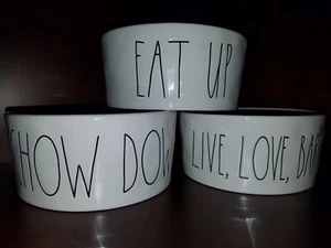 Rae Dunn DOG Dish Water Bowl New Magenta Artisan Collection EAT CHOW 6.25" x 3" - Picture 1 of 13