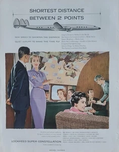 Anuncio de aviación Lockheed Super Constellation 1955 vintage, Starlight Lounge - Imagen 1 de 1