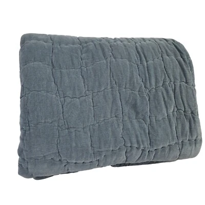 Pottery Barn Cozy Cloud Handcrafted Cotton Quilt Steel Blue Full Queen Open Box - Image 1 of 4
